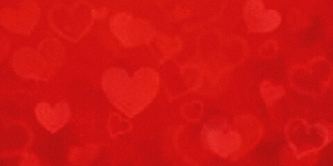 A blurred vibrant red background features softly focused heart shapes creating a romantic and abstract visual high quality professional detailed modern