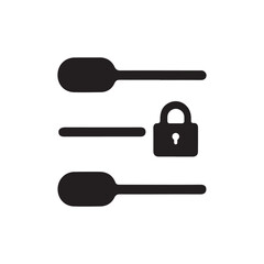 Privacy settings control icon with lock silhouette isolated