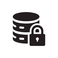 Secure database lock icon silhouette for data encryption concept