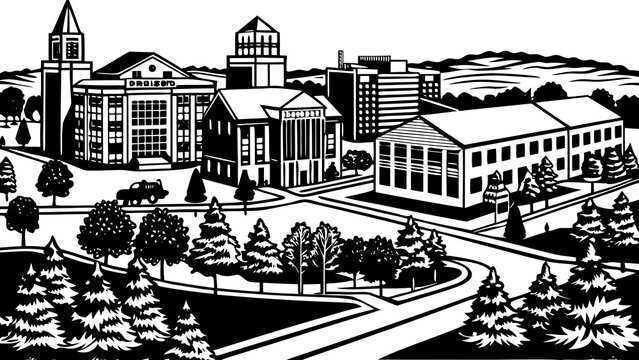 Very beautiful wide campus view of Western Michigan University in Kalamazoo featuring academic buildings, open lawns, and a welcoming collegiate atmosphere.
