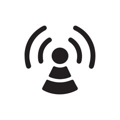 Broadcast signal tower icon silhouette isolated on white background