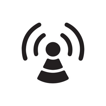 Broadcast signal tower icon silhouette isolated on white background