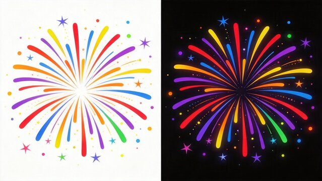 Colorful abstract fireworks burst illustration on light and dark background,celebration concept for festival,holiday,event marketing,creative graphic design background