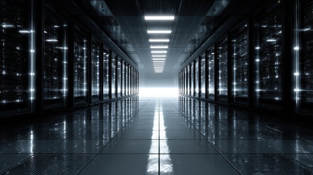 Data center server room interior