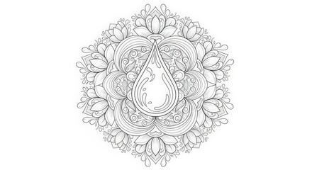 Naklejka premium Intricate Teardrop Floral Mandala Design.