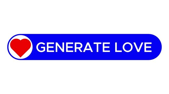 Animation generate Love Button UI Element with Heart Icon on white background.