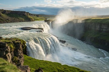 Majestic Gullfoss Waterfall in Iceland, a Breathtaking Natural Wonder