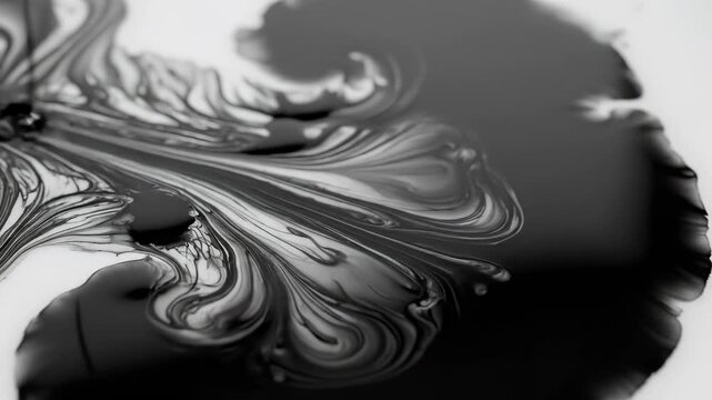 Black liquid pouring and spreading