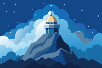 Mountain Peak Above Clouds With Ancient Ruins