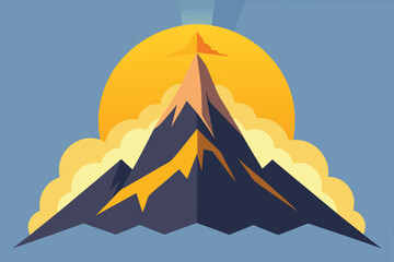 Phoenix Shaped Mountain Peak Lit By Golden Light