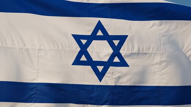 Israeli flag waving in the wind