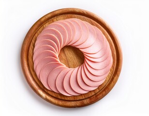 ham sausage slices on white top view