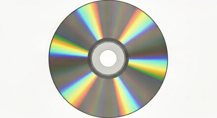 Isolated Shiny Silver Compact Disc on White Background for Music and Data Tech Themes