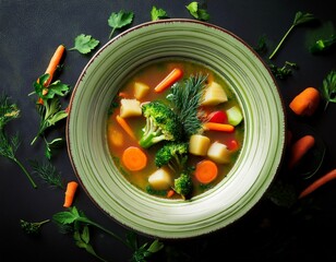 veg soup fresh top view