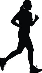 Running woman silhouette illustration of a female jogger in action vector graphic design