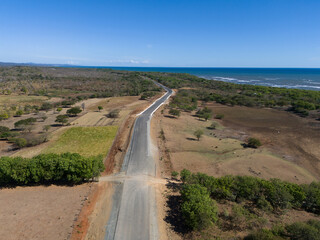 Empty new asphalt road in tropical beach background