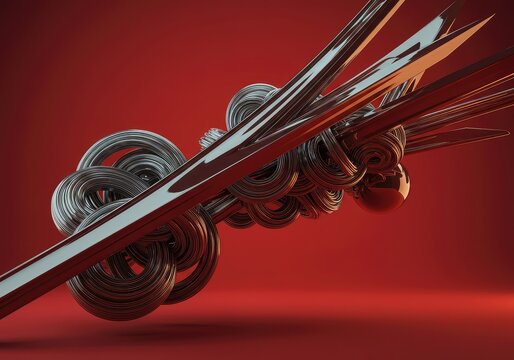 Conceptual visualization showing complexity and reduction of form. Dynamic digital representation of non-objective artistic expression ,futuristic ,movement ,design