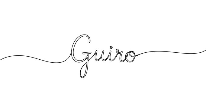 Minimalist continuous line drawing of the word guiro in cursive style. No editable strokes