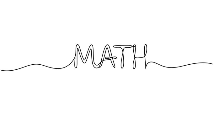 Creative continuous line art of the word math in black. No editable strokes