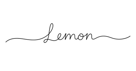 Obraz premium Elegant cursive typography of the word lemon in black and white design. No editable strokes