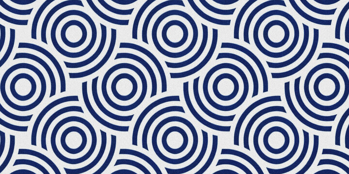 A seamless pattern features concentric circles in shades of blue against a stark white background high quality professional detailed modern elegant