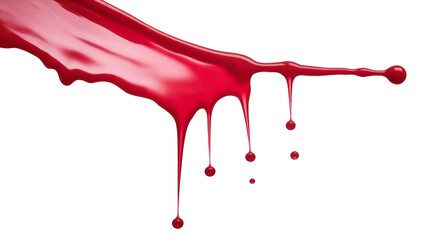 Vibrant red liquid splashing dynamically on transparent background