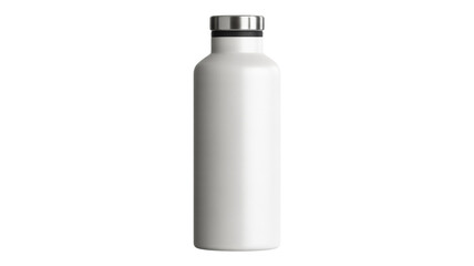 Modern white reusable water bottle with silver lid