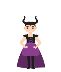 Fototapeta premium Confident Devil Girl Halloween Costume Cartoon Illustration