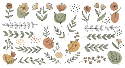 Fototapeta premium Boho Floral Border Decorative Elements vector