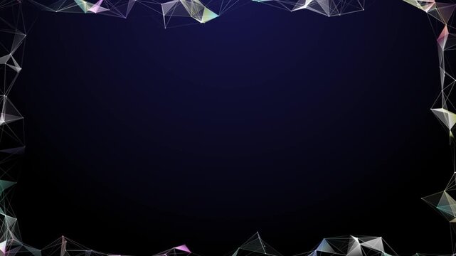 Abstract futuristic communication low poly motion frame background. Seamless loop.