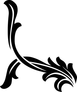 black acanthus leaf scroll floral ornament vector illustration 