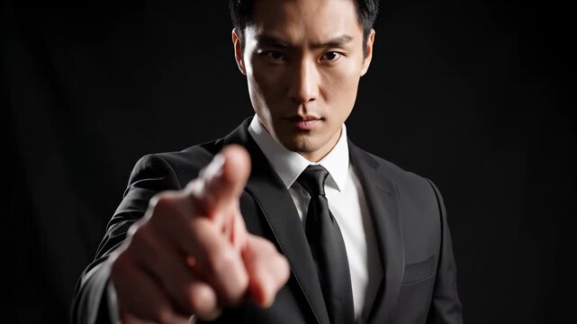Man in suit pointing finger