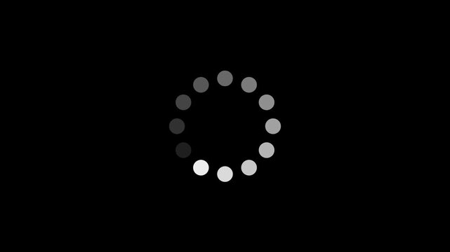 Loading wheel animation on black background. Animated of circle loading icon. Wheel loading. Loading circle icon animation. Animated of circle loading icon 4k video
