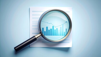 Magnifying Glass Over Financial Data Chart