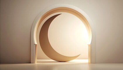 Elegant Golden Crescent Moon Archway - Islamic Festivities