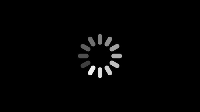 Loading wheel animation on black background. Animated of circle loading icon. Wheel loading. Loading circle icon animation. Animated of circle loading icon 4k video
