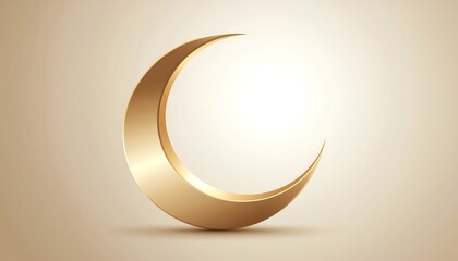 Golden Crescent Moon Symbolizing Islamic Culture and Ramadan