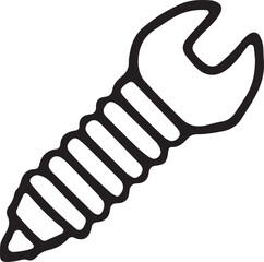 Obraz premium Metal screw icon: Vector threaded fastener or bolt line art