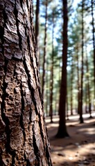 Bright Pine Forest Closeup Bark Textures