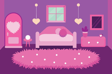 Barbiecore Pink Bedroom With Hearts And Neon Lights