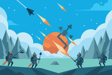 Frozen Battlefield With Soldiers In Mid Action