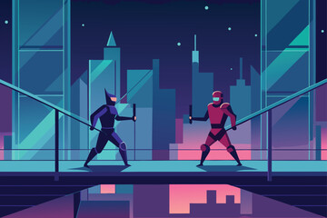 Cyber Samurai Duel On Glass Bridge