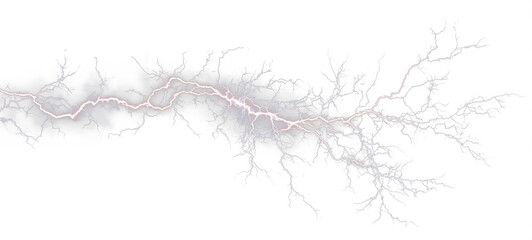 Fototapeta premium White electric arcs flash rapidly through storm clouds. The sky glows with intense power and motion. Use as PNG overlays for dramatic weather and lightning effects.
