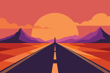 Desert Highway Under Starry Night Sky