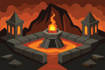 Dwarven Forge With Lava Rivers Underground