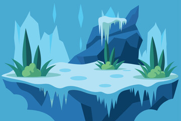 Frozen Tundra With Hanging Icicles