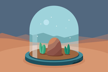 Glass Dome With Glowing Ecosystem