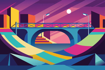 Graffiti Skatepark Under Highway Bridge