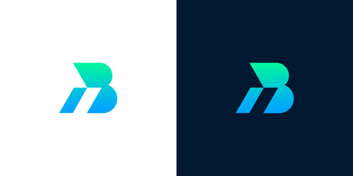 Modern abstract letter B logo design with gradient effect and clean lines, suitable for tech or business brands