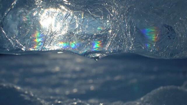 Ethereal Blue and Green Hues Highlighting the vibrant, natural color palette created by light and ice.